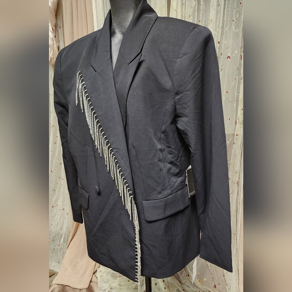 Eloquii crystal fringe trim blazer/ suit jacket. Sz 14. Deal!! - Picture 6 of 7
